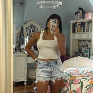 Leith white square neck top